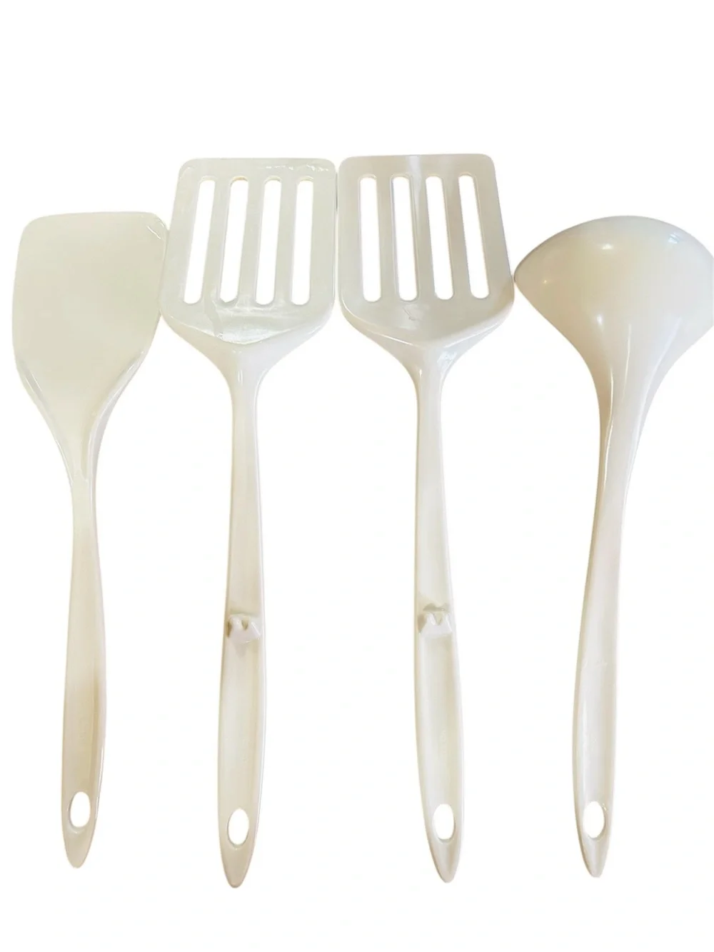 4 Piece Melamine Ware Serving Spatula 2 Slotted Spatula Ladle Queen Rose Pattern